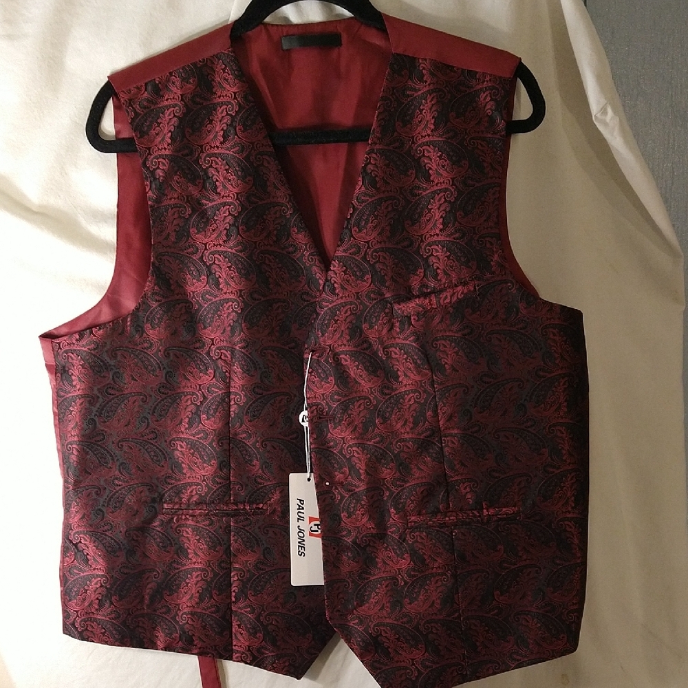 Black Formal Paisley Vest with V-Neck